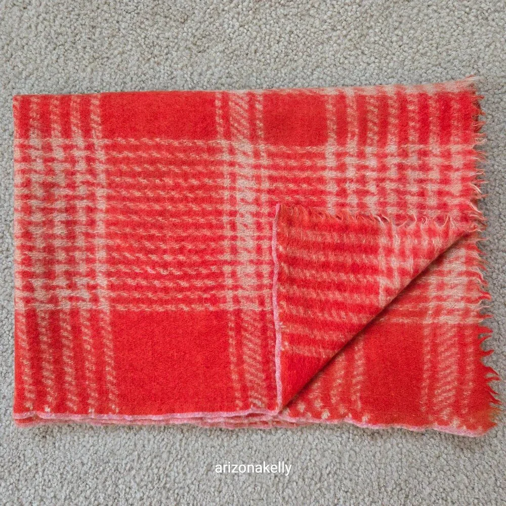 Wool Houndstooth Orange Scarf